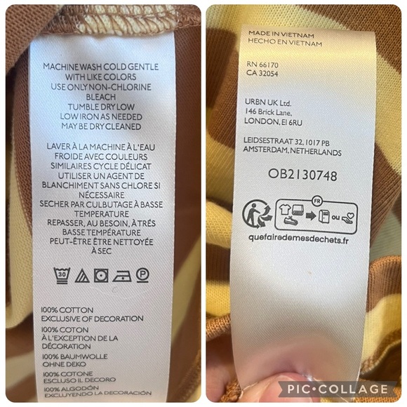 NWT new medium Anthropologie Maeve cotton boxy v-neck top tan yellow stripe - Picture 10 of 16